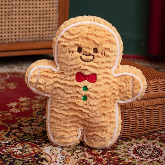 Yiran toy Lebkuchenmann Plüschpuppe als weihnachtliches Sofakissen in Braun - Bild 1