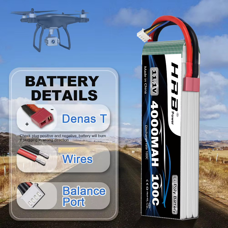HRB 3S Lipo Batterie 11,1 v 4000 mah 100C, mit XT60 Stecker, 1-teiliges Set - Bild 3