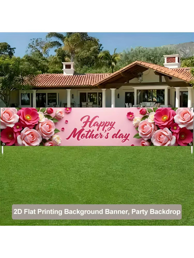 VIKAMA Muttertagsbanner mit Rosen-Blumen-Design als dekorativer Hintergrundstoff für Gartenpartys und Feiern, B/H: 180 x 35 cm - Bild 5