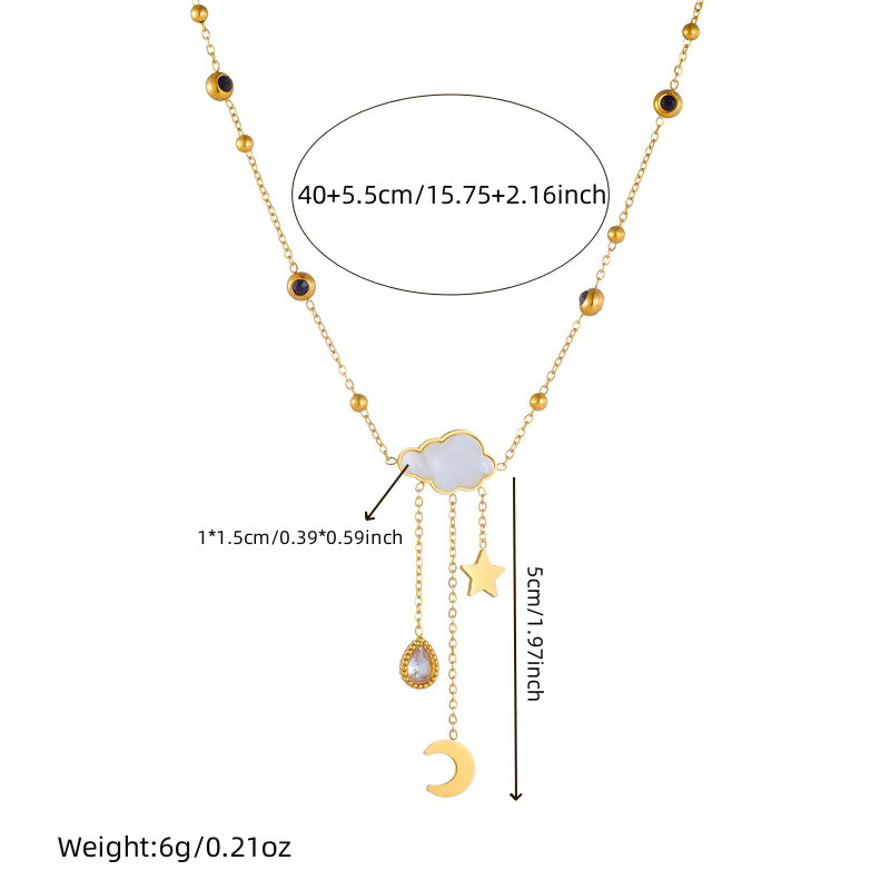 xiyanike Halskette Wolken-Stern-Mond-Anhänger, Edelstahl, Gold, Damen - Bild 2