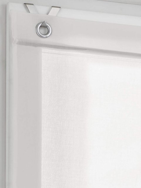 Raffrollo Heine Home in Weiß mit floralem Blumenmuster aus 100% Baumwolle, semi-transparent, Breite: 140 cm, Höhe: 45 cm - Bild 1