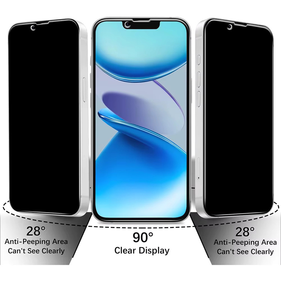 Anti-Spy Sichtschutz-Displayschutzfolie aus gehärtetem Glas für Apple iPhone 17E 16E 17 Air 16 Pro Max 15 Plus 14 13 Mini 12 11 X XS XR 8 7 in Schwarz und Transparent - Bild 4