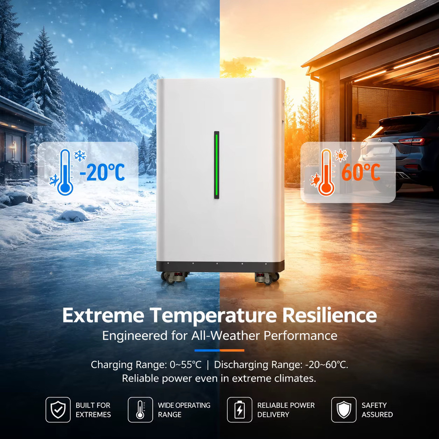 CERRNSS LiFePO4 Solarbatterie 51.2V 100Ah 5kWh mit aktivem Equalizer BMS und mobilen Rädern in Weiß - Bild 5