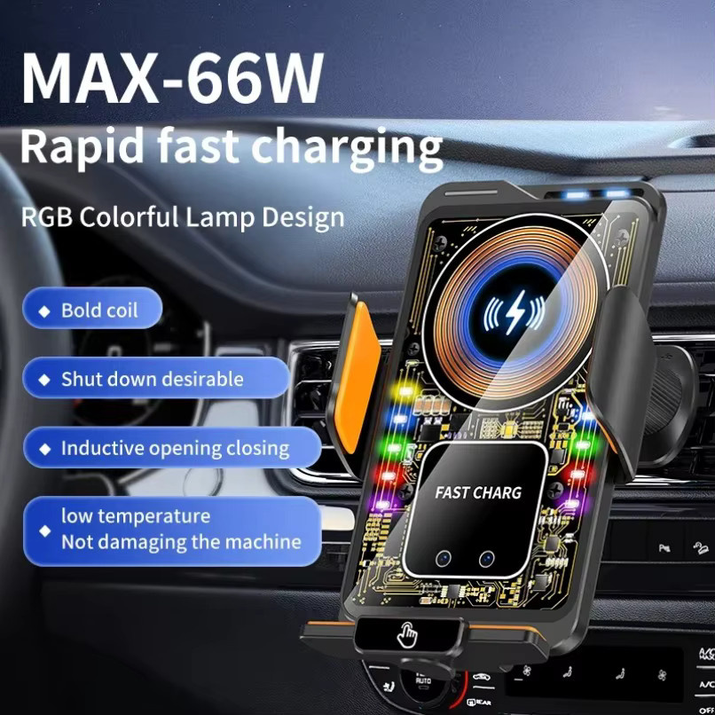 VIKEFON Kabelloses Autoladegerät mit RGB-Licht und Berührungssensor, Transparentes Schnellladegerät für iPhone 17 und Samsung S25 Smartphones - Bild 2