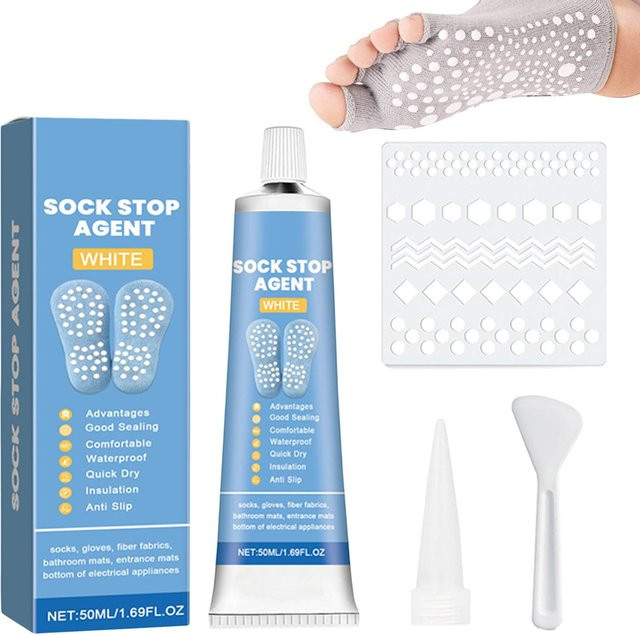 Schnelltrocknender und rutschfester DIY Socken-Stopp-Kleber in Transparent, wasserfester Stoffkleber für rutschfeste Socken - Bild 1