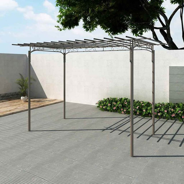 MobelMall Stahl Pavillon Gartenlaube in Silber - Bild 1