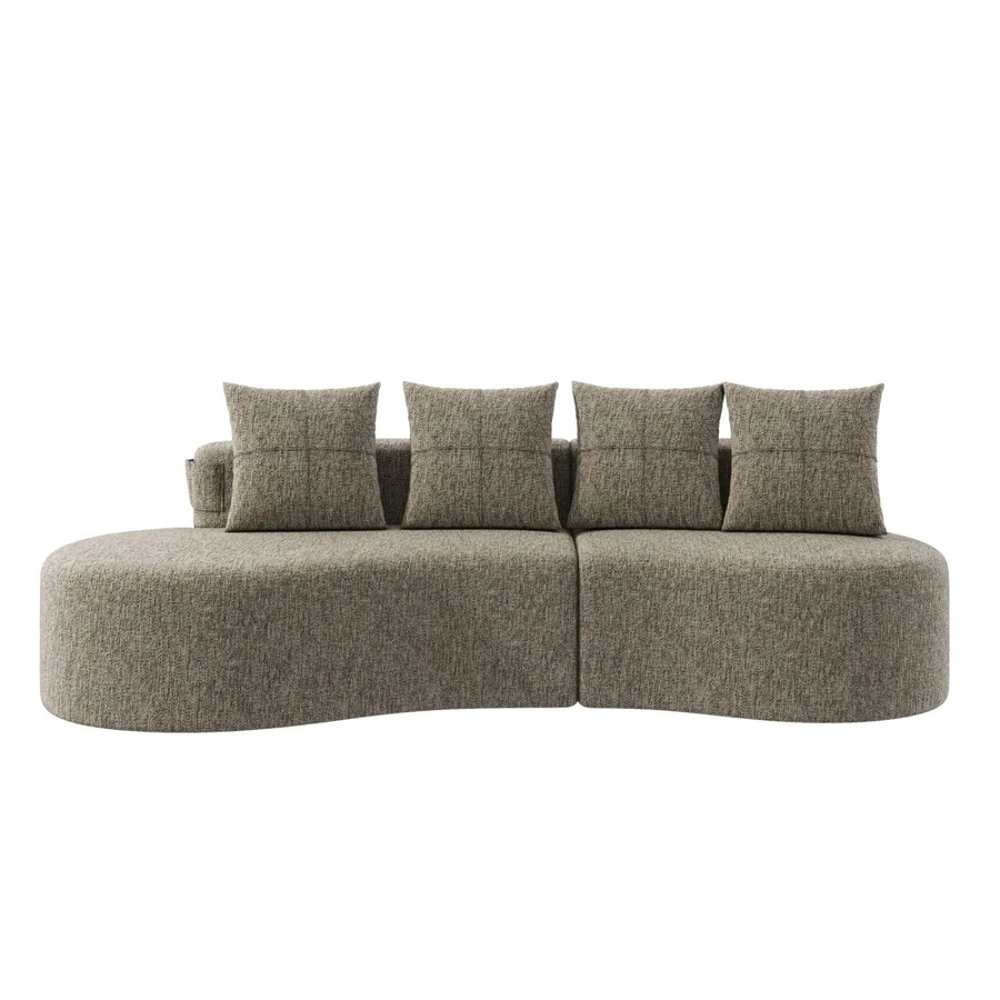 PXloue Stoffsofa in Khaki mit 4 Kissen, Becherhalter und Seitentaschen, Breite: 240 cm - Bild 2