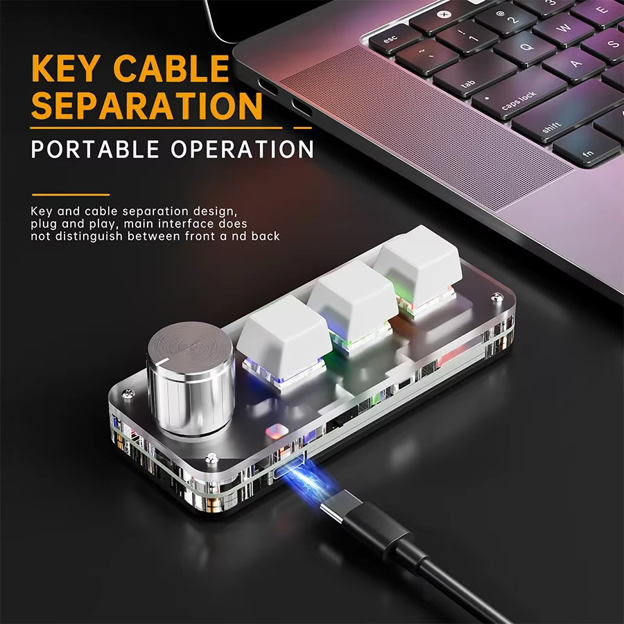 GGBEE Mechanische Mini-Tastatur mit 3 Tasten und Bluetooth in Schwarz für E-Sport und Makro-Verknüpfungen - Bild 4