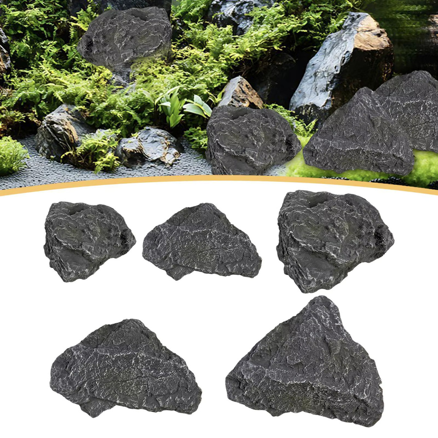 MagiDeal Künstliche Steindekoration Sandstein-Landschaft in Grau aus Kunststoff - Bild 3