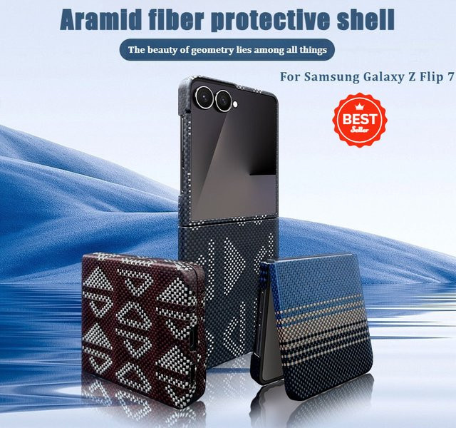 Aramid-Kevlar-Kohlefaser Business-Schutzhülle mit magnetischer Metallhalterung für Samsung Galaxy Z Flip 7 - Bild 1