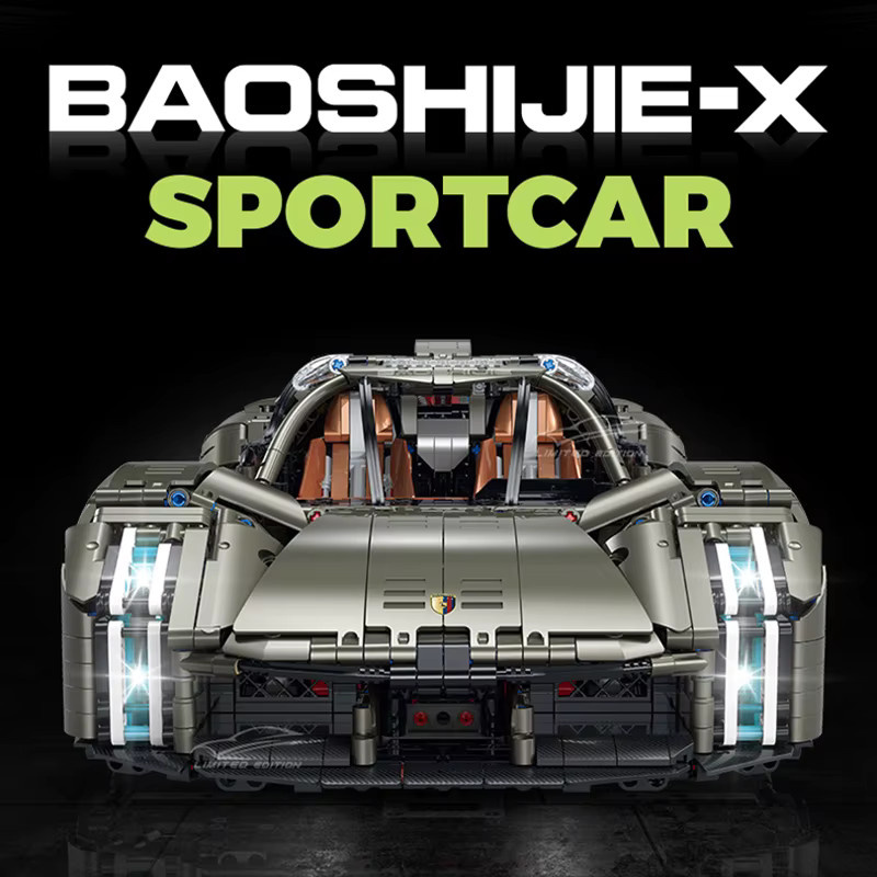 Inhaw Technisches Supercar Bausteine Set 1:8 Hypercar Sportwagen Modell in Grau mit 4056 Teilen - Bild 2