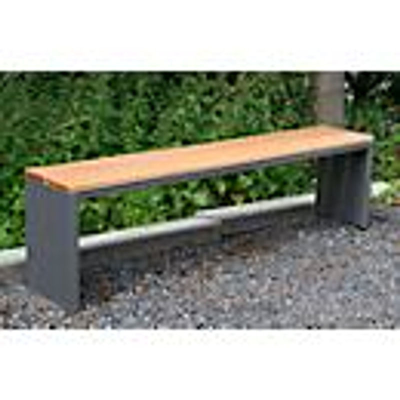 Witterungsbeständige Parkbank von SZ Metall aus Edelstahl und Garapaholz in Grau, B: 200 cm, T: 30 cm, H: 40 cm - Bild 2
