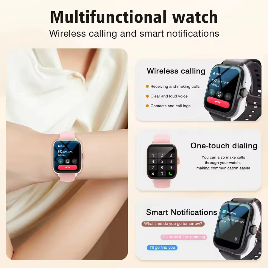 Ola Esporte Smartwatch mit 1,83 Zoll Display in Gold mit Bluetooth Anruffunktion und Gesundheitsmonitor für Herzfrequenz und Blutsauerstoff - Bild 3