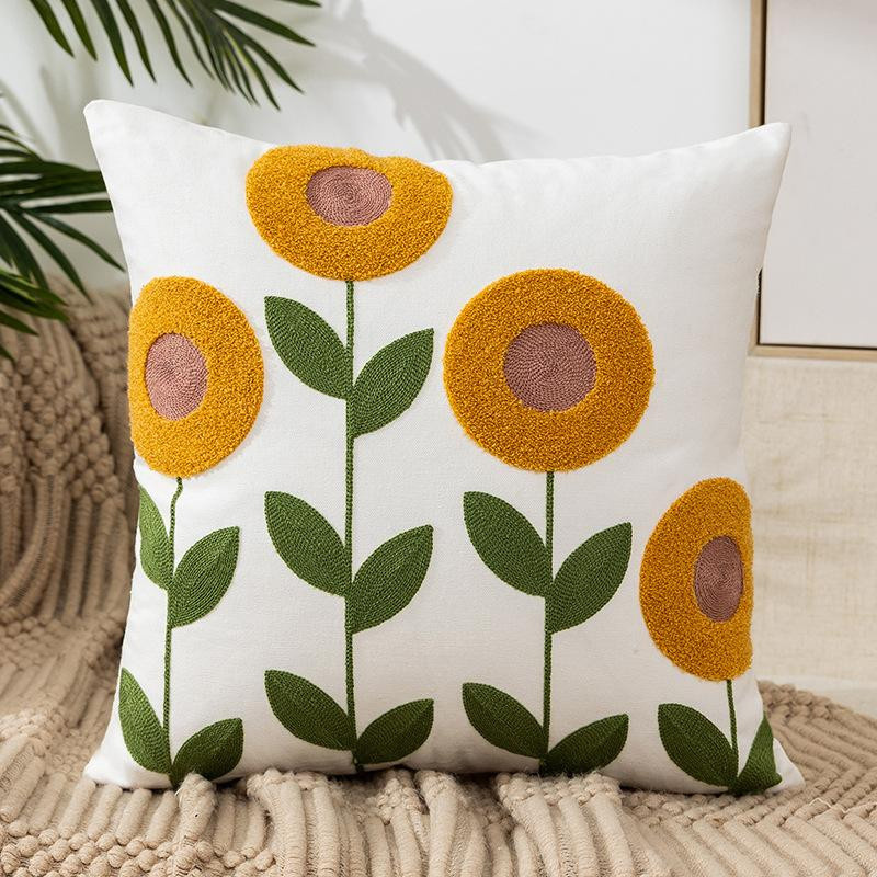 Yiran Furniture Kissenbezug aus Leinen mit Blumenstickerei, quadratisch, Multicolour, B/T/H: 45 x 45 x 45 cm - Bild 2