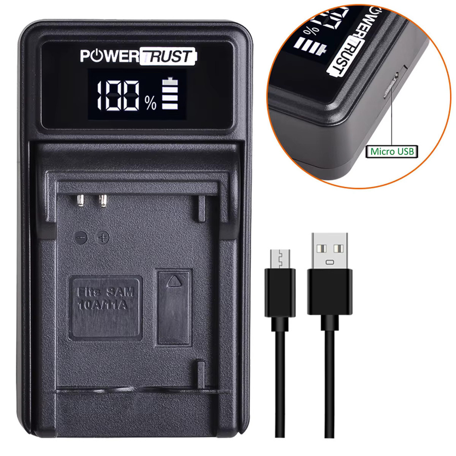 Samsung Akku SLB-10A mit USB-Ladegerät in Schwarz für EX2F HZ15W SL202 SL420 SL620 SL820 WB150F WB250F WB350F WB750 WB800 - Bild 4