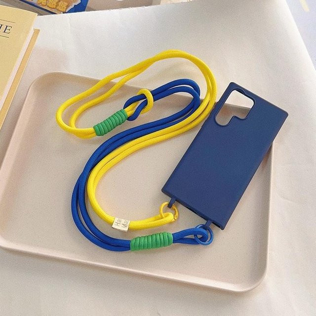 Stoßfeste Crossbody-Hülle mit Doppelhaken Lanyard für Samsung Galaxy A56 A36 A16 A26 A06 A55 A35 A15 A17 S25 FE S26 in Transparent und Blau - Bild 1