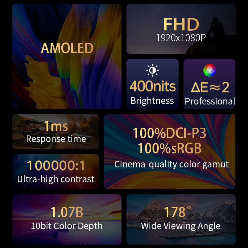 VCHANCE 13,3 Zoll AMOLED Tragbarer Monitor mit OLED-Bildschirm und 100% DCI-P3 für Laptop, Mac und Windows via USB-C - Bild 2