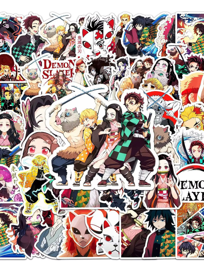 50 Stück Bandai Anime Demon Slayer Graffiti Aufkleber, wasserfeste Cartoon Sticker in Multicolour für Laptop, Telefon und Notizbuch - Bild 5