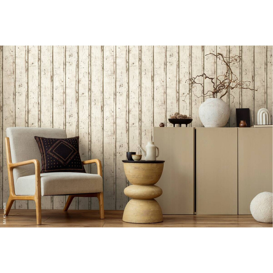 A.S. Création Vliestapete Holzoptik in Weiß, Beige und Grau, B: 53 cm, H: 10,05 m - Bild 2