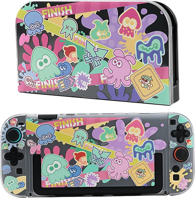 Nintendo Switch 2 und Switch OLED Schutzhülle mit buntem Splatoon Anime Muster in Multicolor - Bild 1