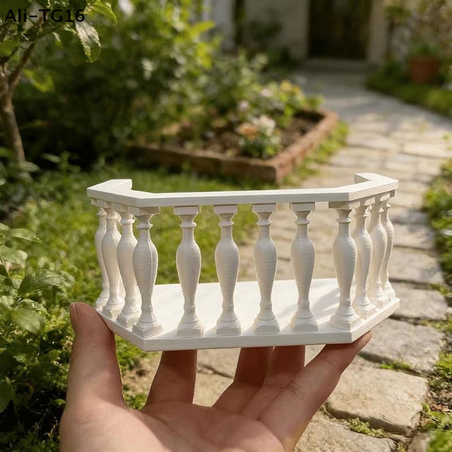JETTING Puppenhaus-Miniaturbalkon mit Geländer, Zubehör, Weiß, Kunststoff - Bild 1