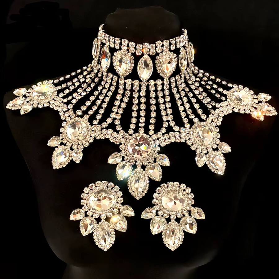 Halskette Ohrring Set, Silber, Kristall, Hochzeit - Bild 2