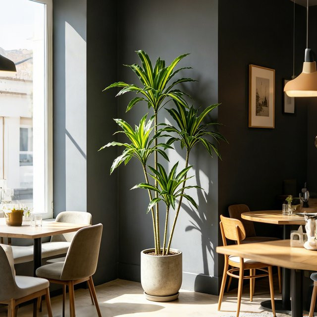 Künstlicher Dracaena-Baum von Kmitang in Grün, Pflanzendekoration aus Kunststoff, Höhe: 80-165 cm - Bild 1