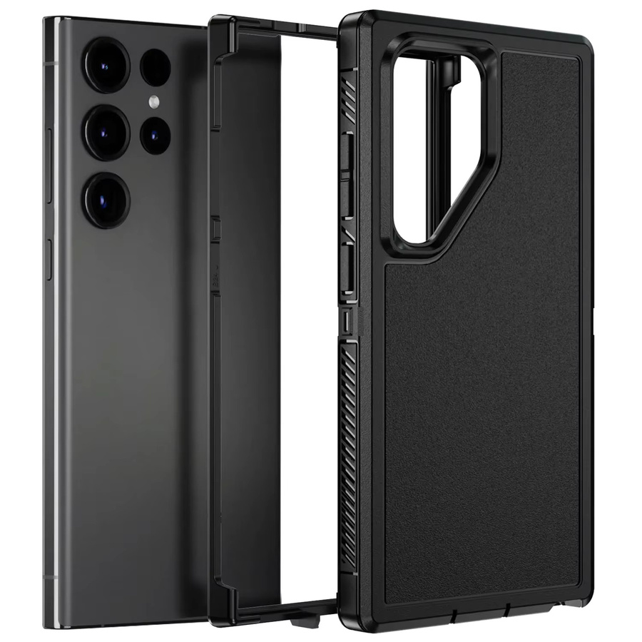 Robuste Dual Layer Hybrid Schutzhülle für Samsung Galaxy S25 S24 S23 Ultra Plus FE in Schwarz - Bild 2