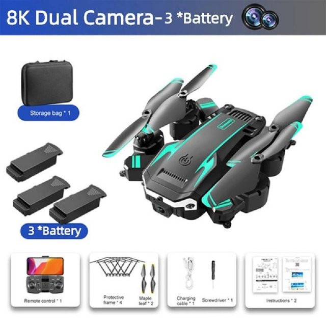 LYZRC 8K Mini-Drohne mit GPS und HD-Kamera, faltbarer Vier-Rotor-Hubschrauber mit Hindernisvermeidung und Dual Camera in Schwarz - Bild 1
