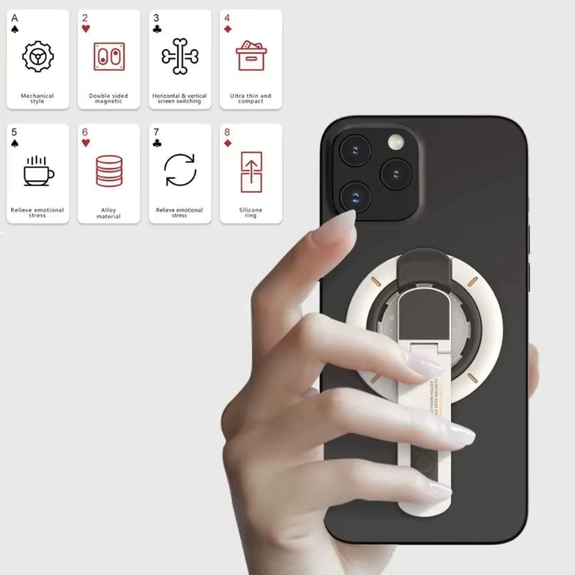 VIKEFON Magnetischer Fingerring-Halter in Weiß, 360 Grad drehbarer MagSafe Handygriff und Ständer für iPhone - Bild 3