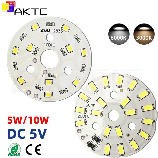 10 Stück Ankatec Runde LED-Lichtplatine aus Aluminium in Silber mit SMD5730 und SMD2835 für 5 W und 10 W Niederspannung - Bild 1