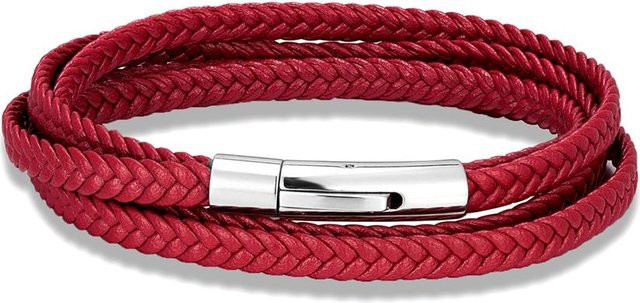 YULIN Lederarmband, mehrschichtig geflochtenes Seil, Edelstahl, 23cm, Unisex - Bild 1