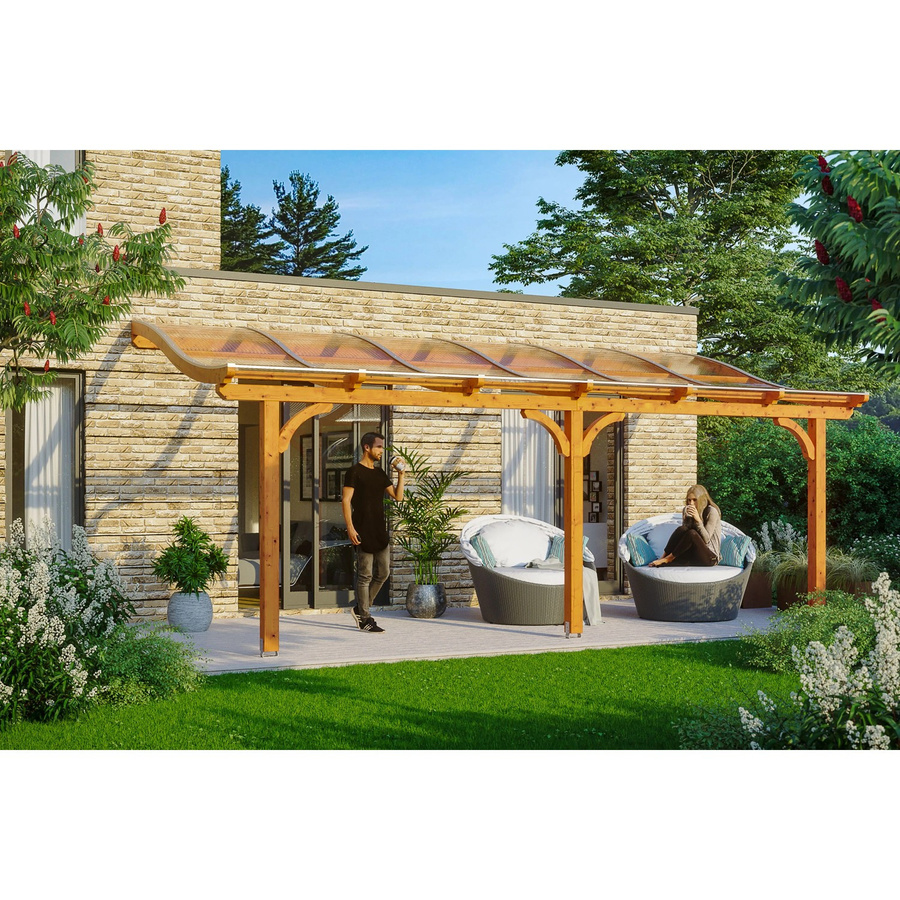 Skanholz Terrassenüberdachung Venezia aus Leimholz Eiche hell mit Polycarbonat-Dach B/B: 648 x 239 cm - Bild 2