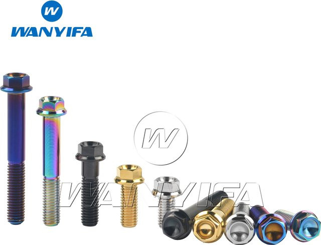 Wanyifa Titanschrauben M8 M12 Sechskant-Flanschschrauben für Motorrad-Scheibenbremsen in Gold und Multicolour, Länge: 15 bis 90 mm, Steigung: 1,25/1,5 mm - Bild 1