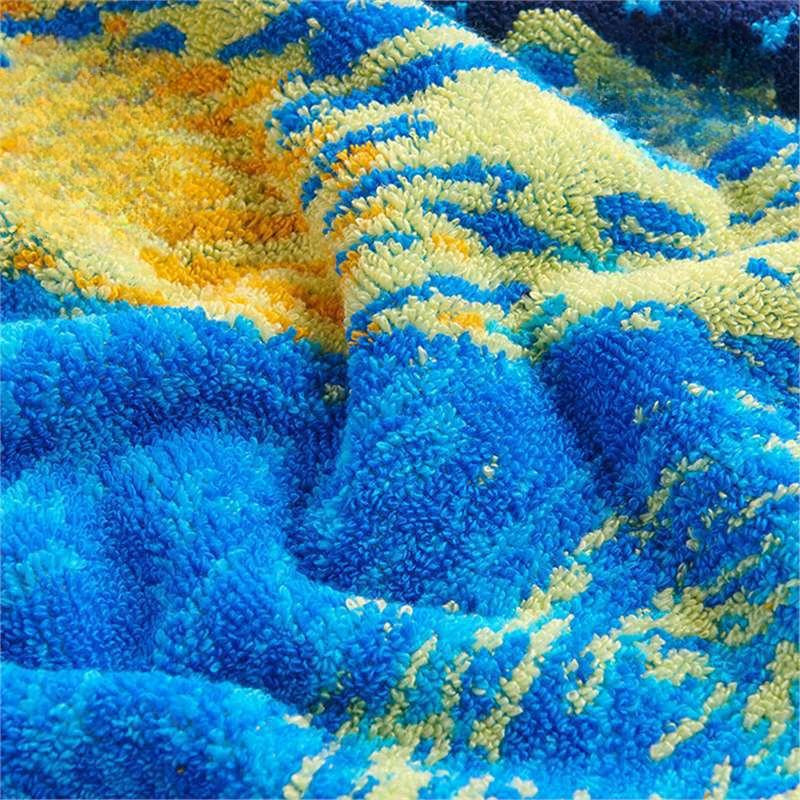 Saugfähiges Baumwollhandtuch für Erwachsene von Yiran Furniture, Blau, gestreift, B/H: 76 x 34 cm - Bild 3