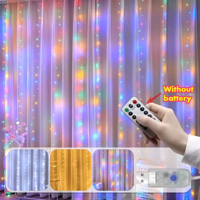 Lyfs LED Vorhanglicht Mehrfarbig mit Fernbedienung und 8 Modi für Dekoration von Zimmer und Wand - Bild 2