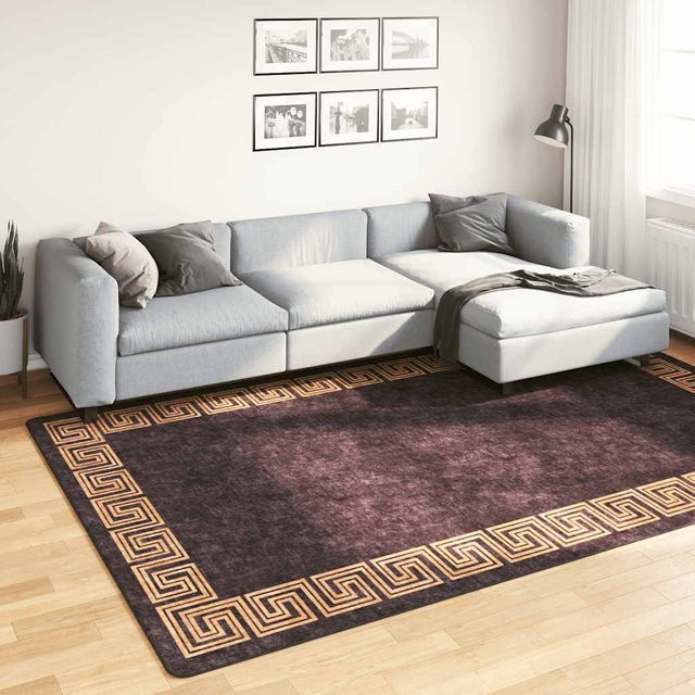 vidaXL Teppich Modern Schwarz und Gold, Waschbar und Rutschfest, B/T: 190 x 300 cm - Bild 1