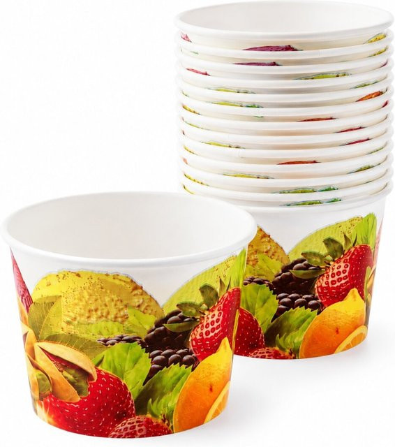 COFI 1453 Eisbecher aus Pappe mit floralem Fruchtmotiv, Dessertbecher, Mehrfarbig, 200 ml - Bild 1