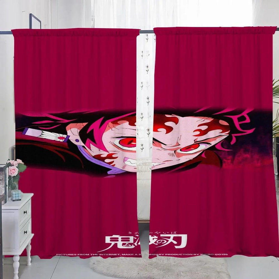 2er-Set Verdunkelungsvorhänge mit D-Dämon S-Töter Motiv für Wohnzimmer, Schlafzimmer und als Raumteiler, B: 50 cm, H: 70 cm - Bild 2