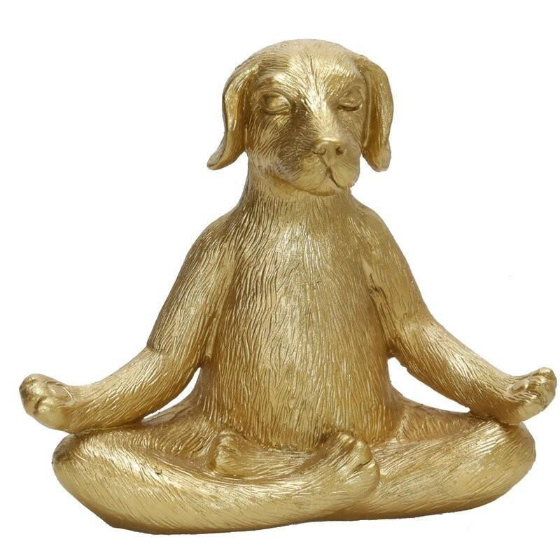 Dekorative Yoga-Hund Figur aus Kunstharz in Gold von NobleRot für moderne Innenräume - Bild 3