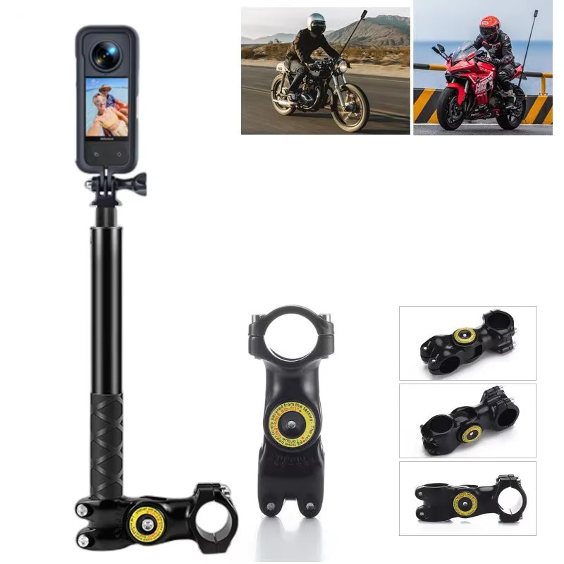 Insta360 Motorrad und Fahrrad Halterung mit unsichtbarem Selfie Stick für X3 X4 X5 sowie kompatibel mit GoPro Hero 13 12 11 10 und DJI Action Kameras, Schwarz - Bild 5
