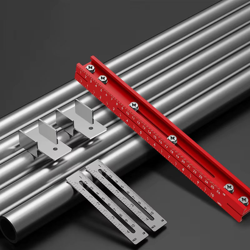 Stanzpositionierlineal aus Aluminiumlegierung in Rot für die Installation von Garderoben-Auslegern und Aufhängungsstangen zur Bohrortung - Bild 5