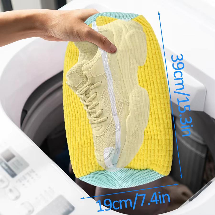 NANCY TINO Gepolsterter Netz-Waschbeutel aus Polyester in Grau und Gelb zum Schutz von Wäsche und Schuhen - Bild 2