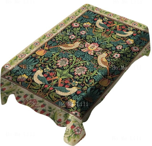 Rechteckige Tischdecke von Fancy Style Studio mit William Morris Erdbeerdieb Blumenmuster, B/B/H: 230 x 150 cm, Mehrfarbig - Bild 1