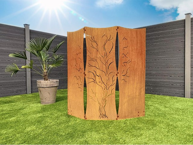 Home Deluxe Sichtschutz TREEFLOW Paravent aus Stahl in Braun - Bild 2