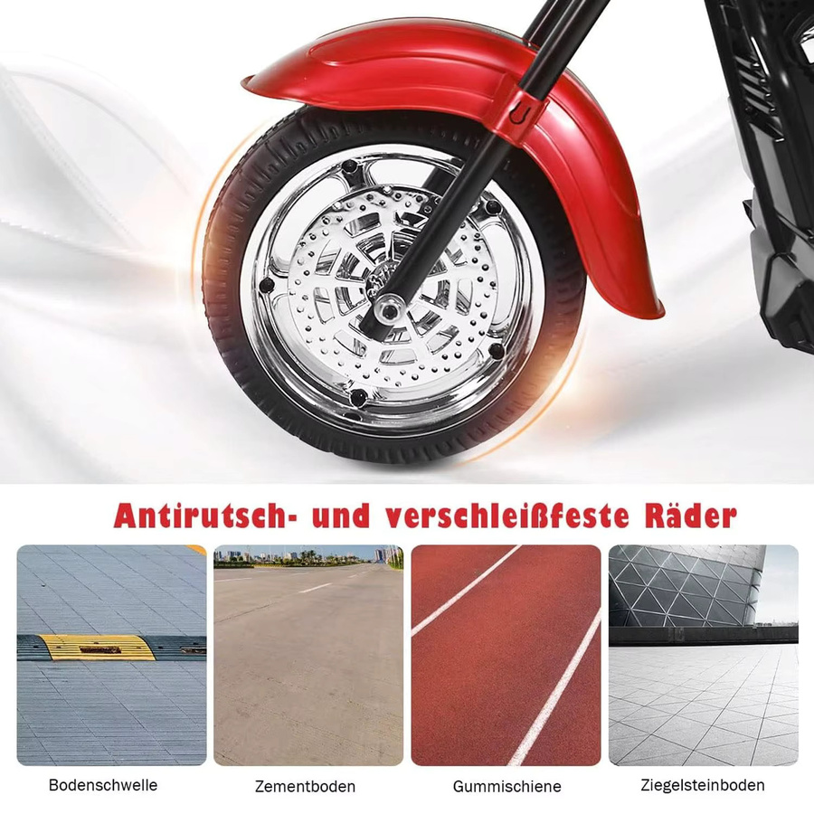 GOFLAME 6-V-Elektromotorrad, Dreirad-Elektromotorrad, mit Sound, Hupe, mit verstellbarem Scheinwerfer, ab 14 Jahre - Bild 2