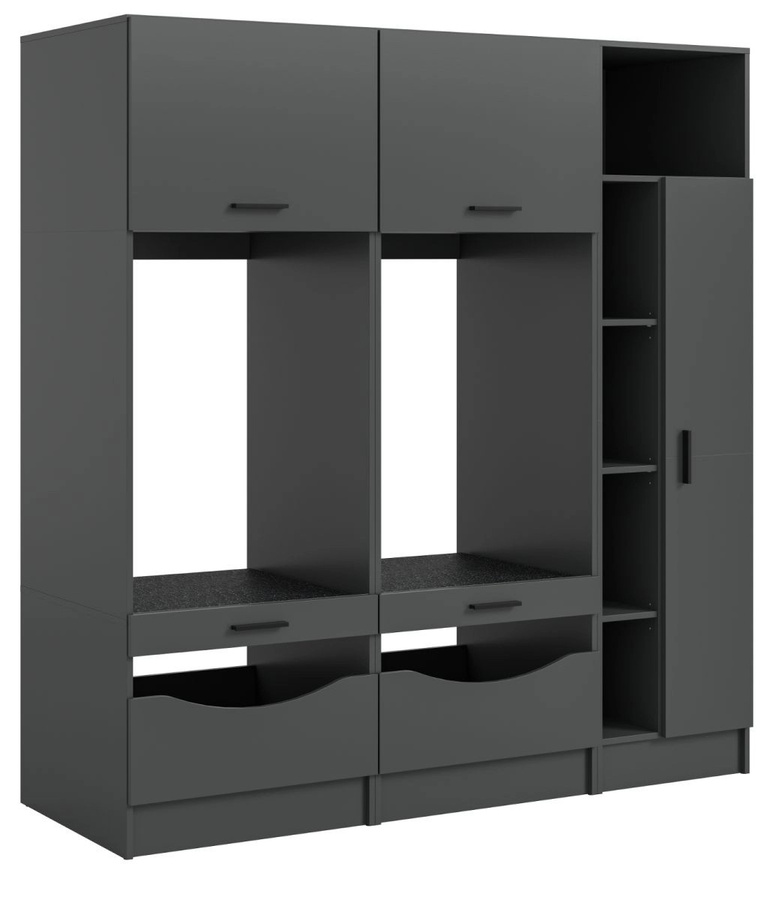 Waschmaschinenumbau Set Flexy in Grau, modern mit Soft-Close-Türen und Innenausstattung, B/H: 182 x 195 cm - Bild 3
