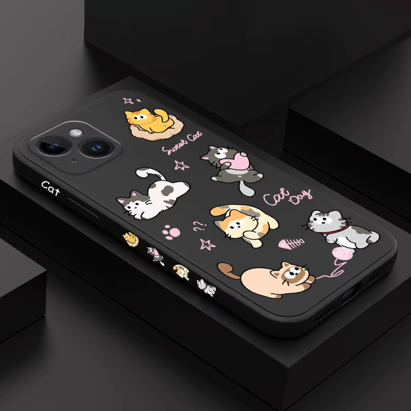Katze String Ball Silikon Handyhülle für Apple iPhone 17 16 15 14 13 12 11 Pro Max Plus Mini XR XS in Grün - Bild 2