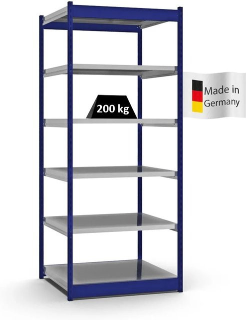 PROREGAL Fachbodenregal Stecksystem mit 6 Ebenen in Enzianblau, H x B x T: 250 x 102,5 x 80 cm - Bild 1