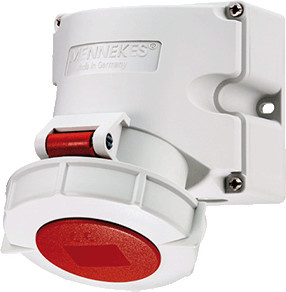 Mennekes CEE-Wandsteckdose 16A 400V 5-polig IP67 Weiß Wandmontage - Bild 1
